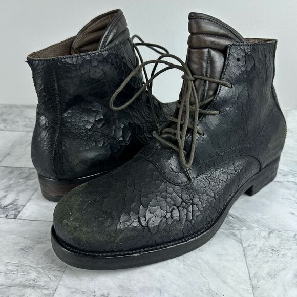 New Area Forte distressed crackle combat handcrafted boots sz 42 Italy - Picture 2 of 13